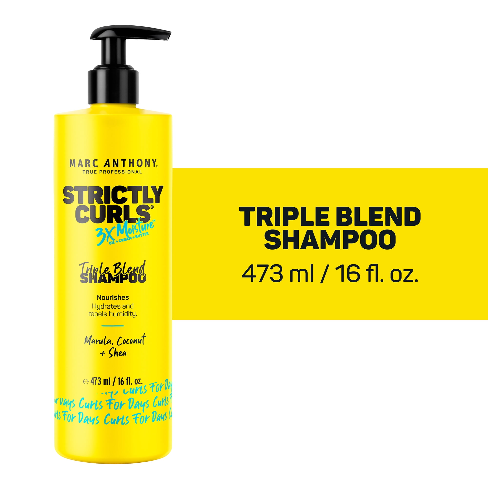 Marc Anthony STRICTLY CURLS 3x Moisture Triple Blend Shampoo, 16 fl oz