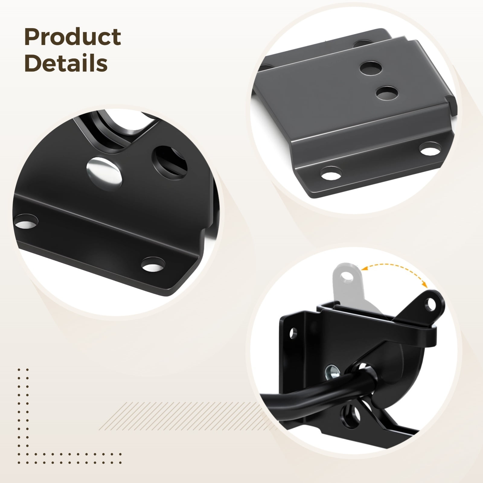 Heavy Duty Fence Hinge Latch, 4.6 in/116 mm Carbon Steel Auto Locking Gate Latch with Gravity Close, Security Door Lock for Wood Metal Gates, Easy Install Hardware for Outdoor Use