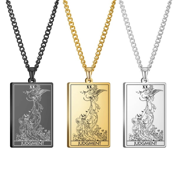 Dawapara-Juego de cartas de Tarot, collar con colgante, tarjetas de Tarot de Arcana mayor, joyería de acero inoxidable Fivean unisex