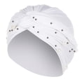 thumbnail image 2 of Holloyiver Women Pearl Beading India Hat Muslim Ruffle Chemo Beanie Turban Wrap Cap, 2 of 2