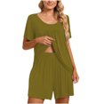 thumbnail image 2 of ICHUANYI Clearance 2PC Women's Round Neck Shorts Sleeve Two-piece Comfortable Home Pajamas Set Sports Set ICHUANYI "ICHUANYI", 2 of 7