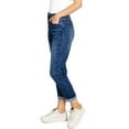 thumbnail image 2 of Wax Jean Women's Juniors High Rise Cuffed Mom Jeans (3, Dark), 2 of 4