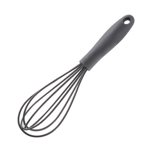 Batidor de huevos, genérico, de silicona, manual, para mezclar, cocinar y remover, gris