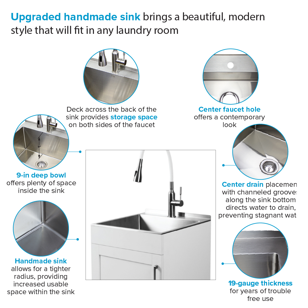 Transolid TC-2020-WCW 20-in. All-in-One Laundry/Utility Sink Kit in ...