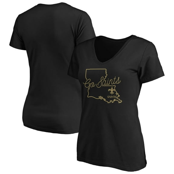Women's Black New Orleans Saints Script V-Neck T-Shirt