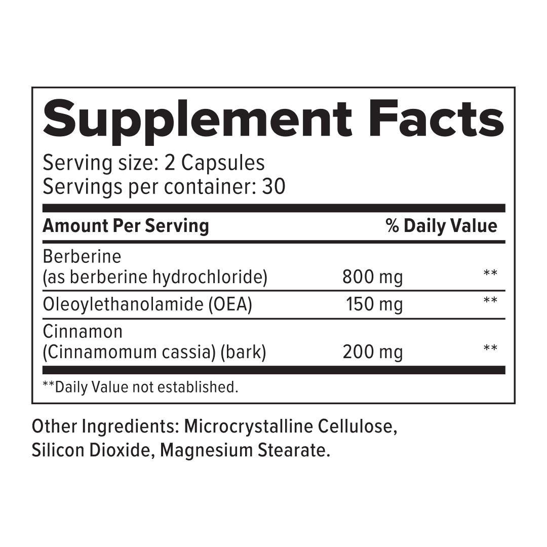 PlusHLTH Reshape Capsules with Berberine, Cinnamon, and OEA for Metabolic Balance 60 capsules
