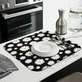 thumbnail image 3 of Daisy Floral Dish Drying Mat for Kitchen Counter Microfiber Dish Rack Mat Absorbent Foldable Drying Pad Spring Summer Flowers Drainer Mat 16x18 Inch, 3 of 7
