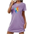 thumbnail image 2 of Elvqul Womens Nightgowns Sleepwear Sleepwear for Women Pull on Short Purple Short Sleeve Nightgowns, 2 of 7