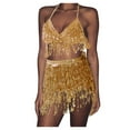 thumbnail image 1 of Conjunto de traje de danza del vientre con lentejuelas para mujer - Chaleco + falda, poliéster/lentejuelas, talla única - Con borlas/ropa de fiesta, 1 of 5