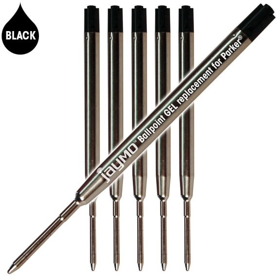 Jaymo Replacement for Parker 30525PP - Measures 3.875 in / 98 mm Long - G2 Gel Ballpoint Pen Refill - 6 Black