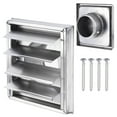 thumbnail image 1 of Cubierta de ventilación para secadora Uxcell de 4" de acero inoxidable, rejilla de salida de pared exterior, con louver y pantalla de malla móvil, 1 of 6