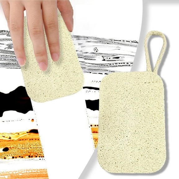 PLJFXXM Natural Cleaning Sponges, Organic Luffa Dish Scrubber, Plant-Based Compostable Kitchen Dishwasher Sponge, Cleans Sink, Grout & Tile, Non Scratch Scouring Pad - 4.4 x 2.8 in, 1PC