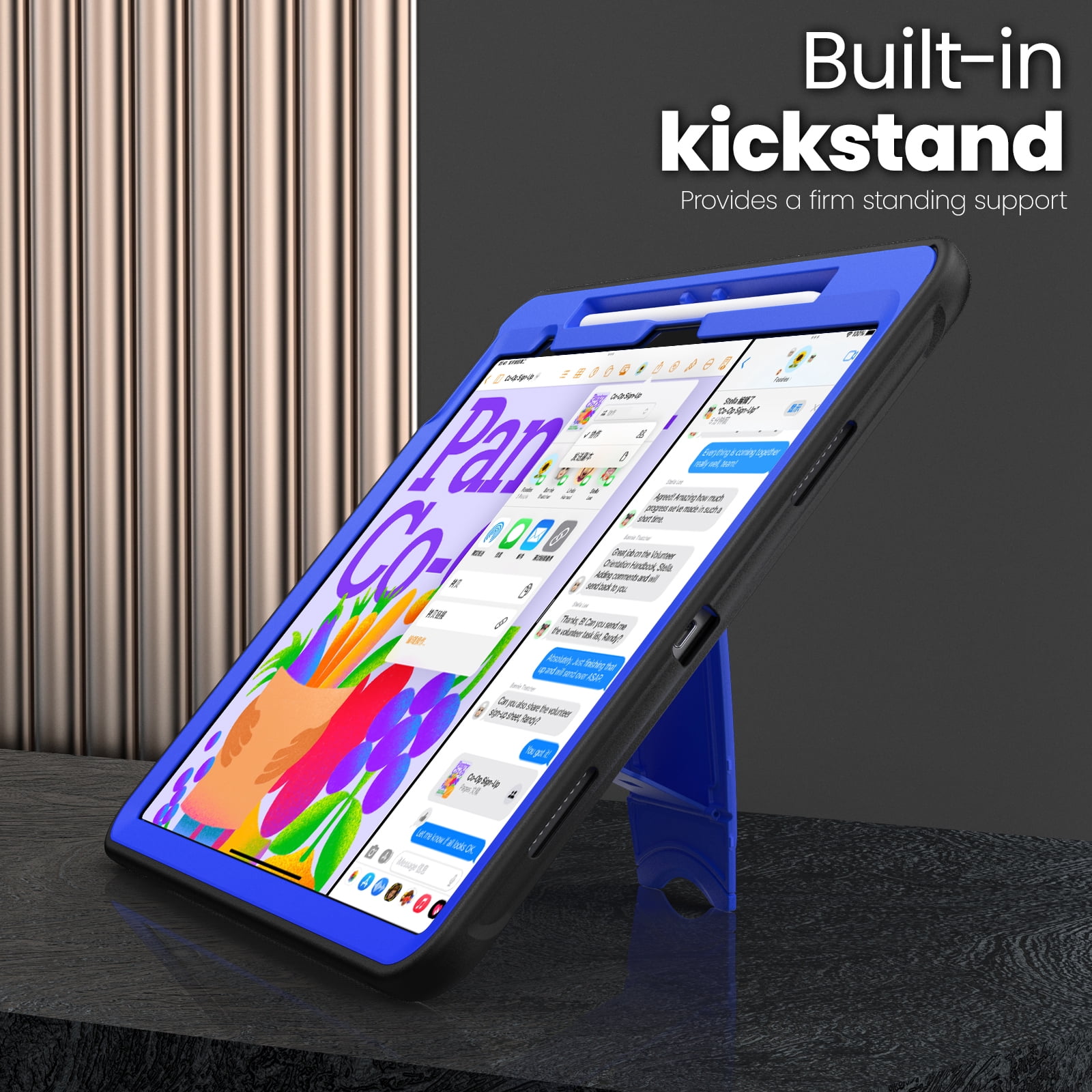 Allytechgroup Case for Apple iPad Air 13 Inch M3 2025 with Pencil Holder/ Support Pencil 2nd & Magnetic Attachment Wireless Charging Kickstand Hard PC + Soft TPU Shockproof Stand Rugged Cover, Blue