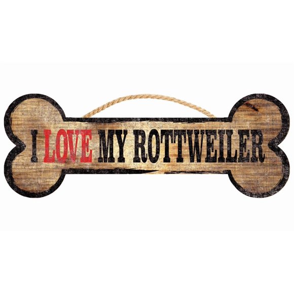 Fan Creations Pet Dog Wood Sign - Bone Shape I Love My Rottweiler