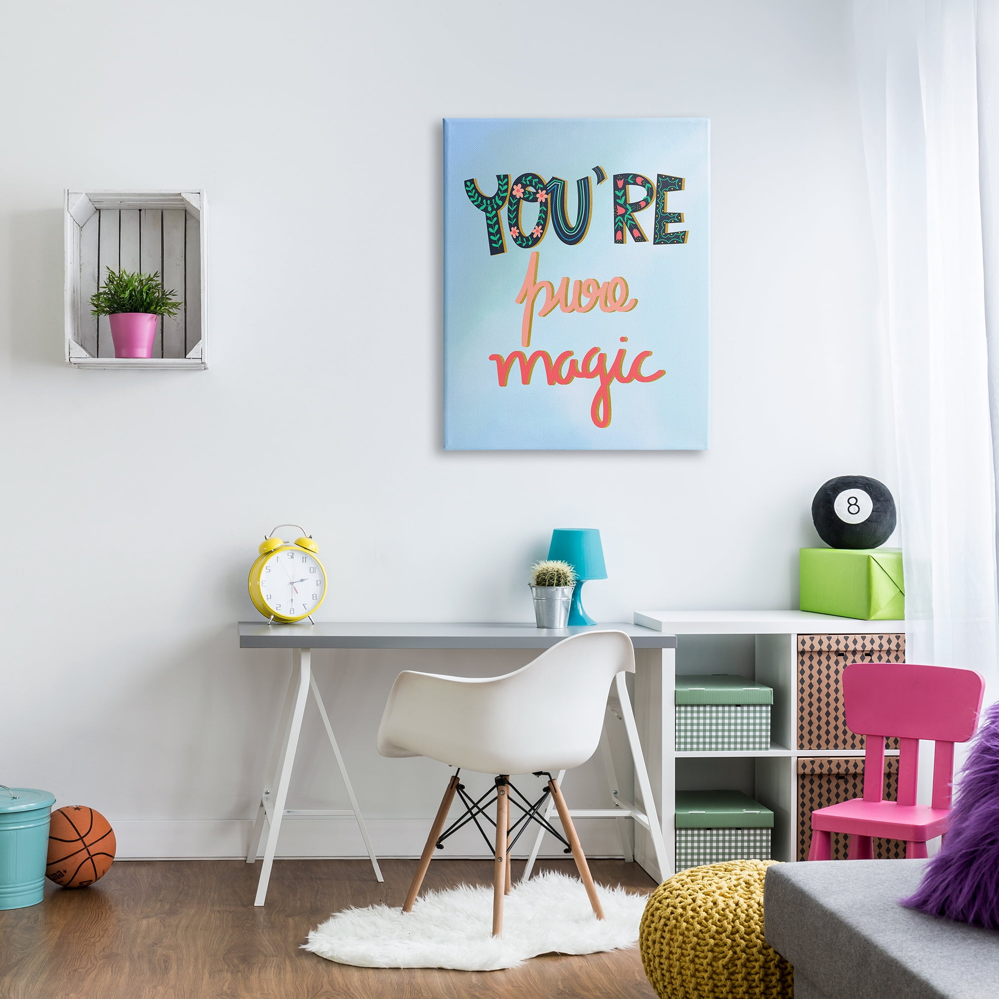 Stupell Industries Pure Magic Floral Phrase Inspirational Painting Gallery Wrapped Canvas Print Wall Art, 30 x 40