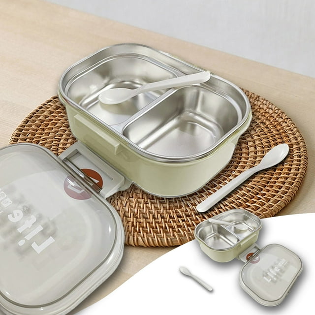 SuoKom Boîte à Lunch Adulte, Boîte à Lunch Bento 2 Compartiments 1000 ml pour Enfants, Contenants à Lunch pour Adultes avec Cuillères, Étanche, Micro-Ondable