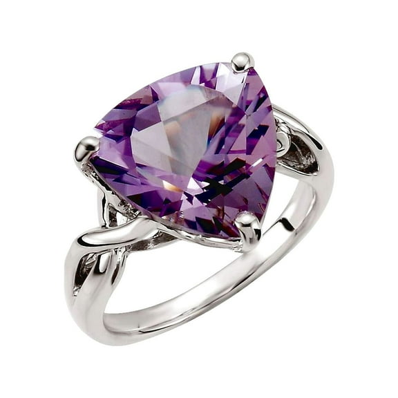 925 Sterling Silver Rose De France Quartz Ring Size 8 -14x14mm Ring for Women