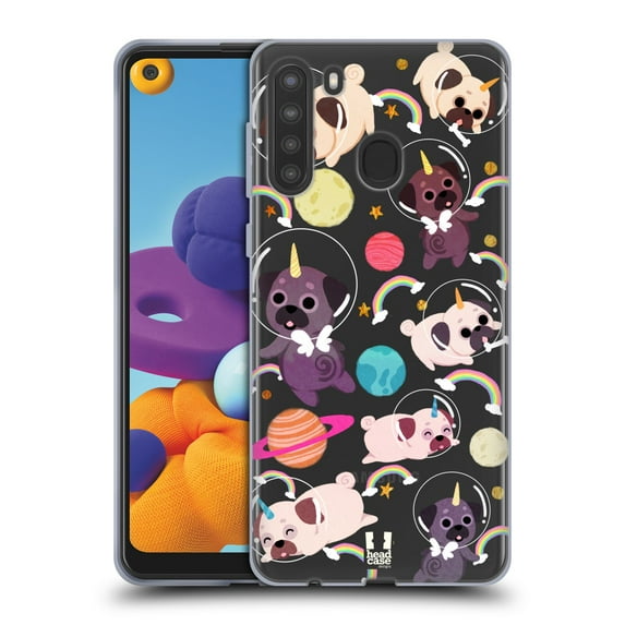 Head Case Designs Space Unicorns Pug Soft Gel Case Compatible with Samsung Galaxy A21 (2020)