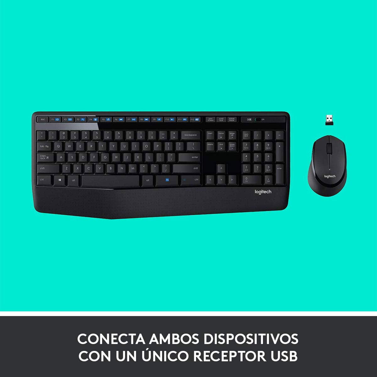 Logitech Wireless Combo MK345 - Keyboard and mouse set - wireless - 2.4 GHz - Spanish QWERTY - black