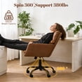 thumbnail image 4 of Peispie Mid-Back Leather Office Chair 380lbs, 360° Swivel Computer Desk Chair, Adjustable Height Comfy Task Chair with Thick Cushion for Home Office Work, Brown, 4 of 8