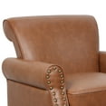 thumbnail image 5 of DREAMSIDEA Faux Leather Accent Chair Upholstered Armchair Morden Comfy Living Room Sofa Chair, Brown, 5 of 6