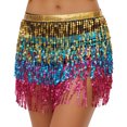 thumbnail image 2 of LWavelet Sequin Fringe Ombre Mini Skirt Women Glitzy Party Night Out Trendy Sparkly Bottoms Hot Pink One Size, 2 of 3