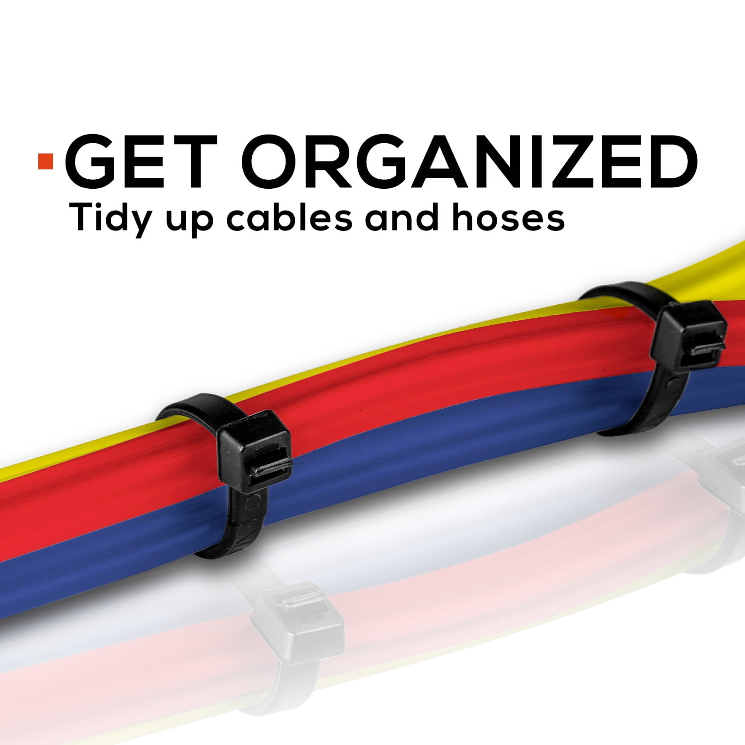 TR Industrial Multi-Purpose UV Resistant Black Cable Ties, 8", 1000pk