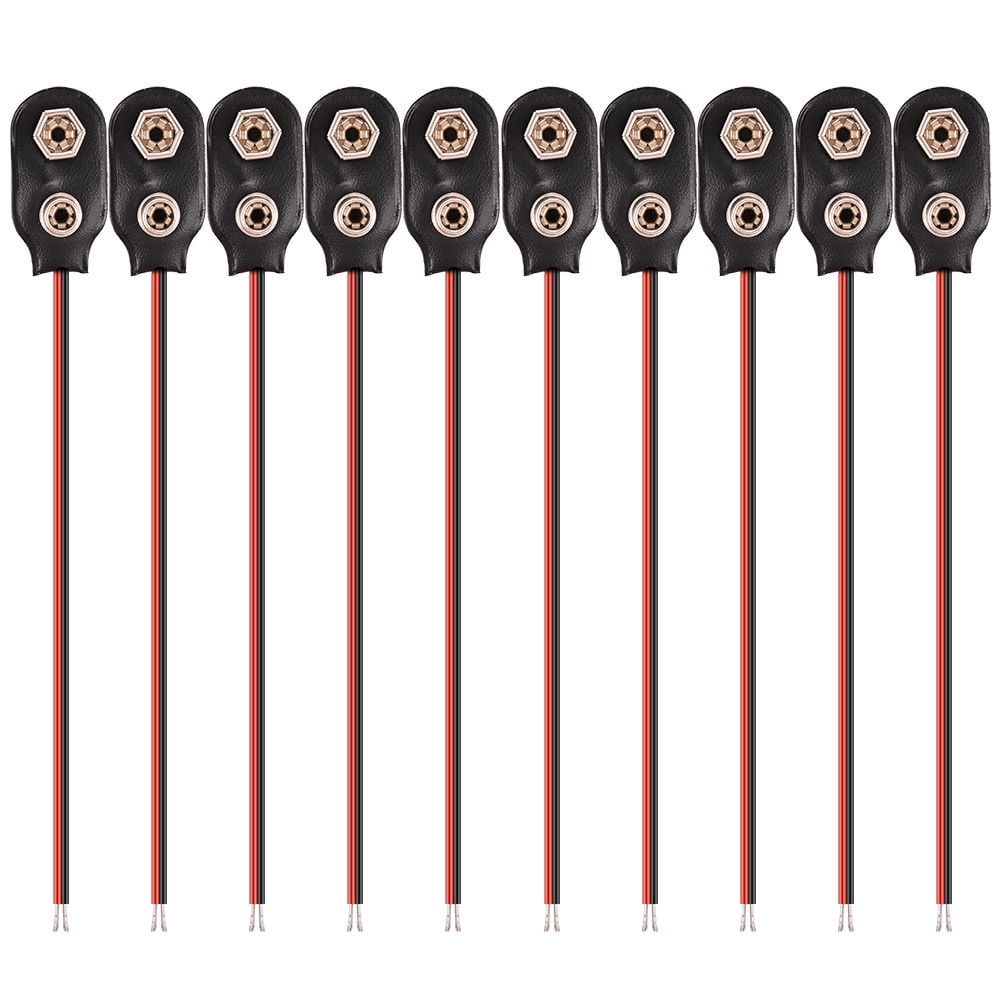 10x 9V Battery Holder Clip SnapOn Clip Connector Cable With Wire Leads