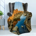thumbnail image 4 of Canyon Soft Flannel Fleece Throw Blanket, Secret Small Ravine Between Pairs of Cliffs Erosion of River Carved Scene Print, Cozy Plush for Indoor and Outdoor Use, 50" x 70", Blue Orange, by Ambesonne, 4 of 5