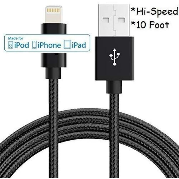 Apple Iphone Charger Oem Lightening Fast 10ft Usb Cord For Iphone Black Walmart Com Walmart Com
