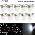 thumbnail image 1 of 10 Uds T5-b8.5d-5050smd lámpara Led Smd indicador de velocidad del coche bombilla de tablero instrumento luz 12v blanco, 1 of 1