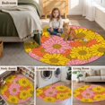 thumbnail image 5 of Round Rugs 3Ft, Pink Orange Yellow Daisy Round Area Rug Washable Indoor Throw Carpet, Spring Floral Botanical Small Non Slip Circle Rug for Bedroom Living Room Home Decor Aesthetic, 5 of 8