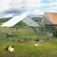 thumbnail image 3 of 10 x 10 ft Large Metal Chicken Coop Walk-In Poultry Cage with Waterproof Cover, Galvanized Steel Frame Hexagonal Wire Mesh Secure Lockable Door for Outdoor Backyard Farm Garden, 120 x 120 x 79 inch, 3 of 11