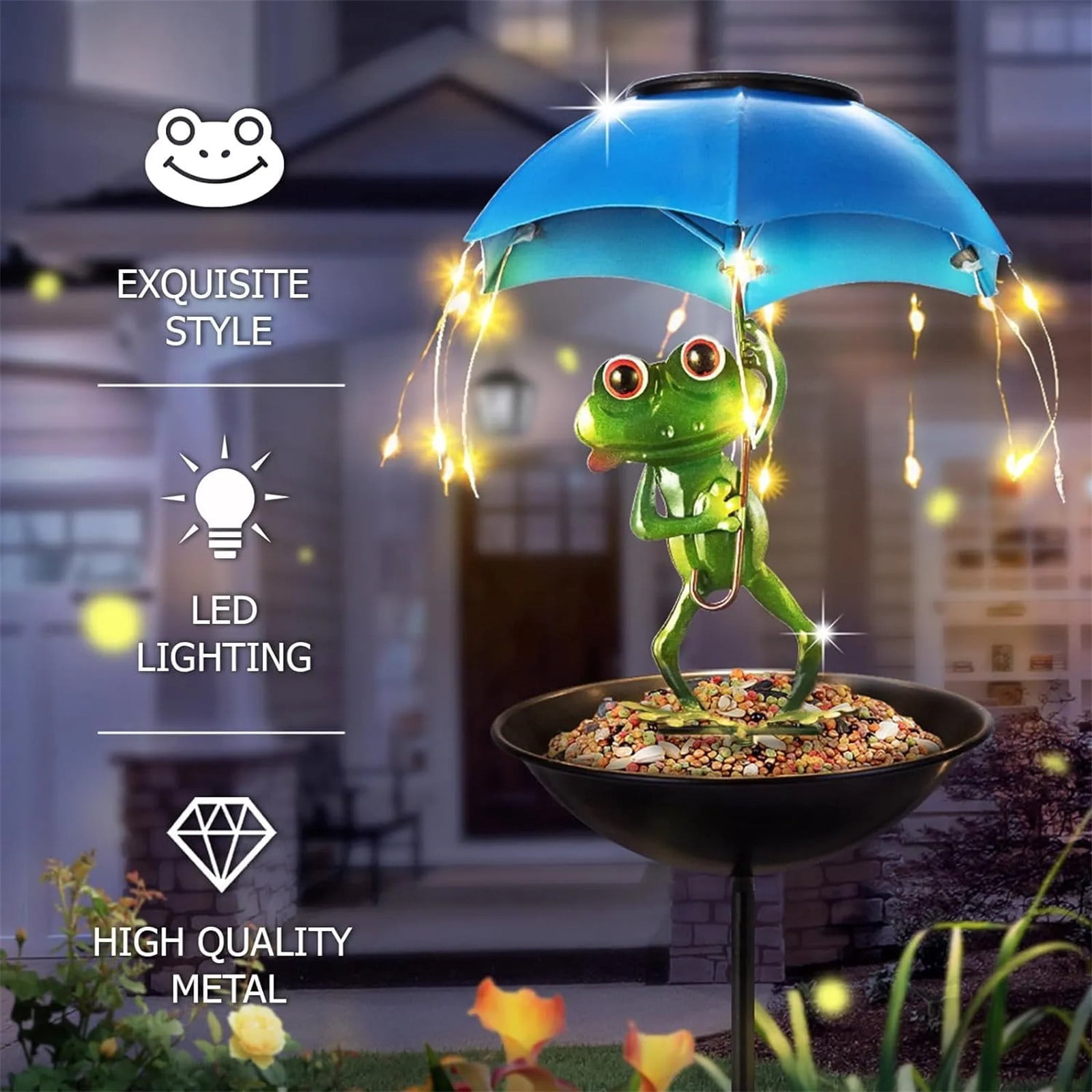 XINGAG Solar Bird Feeder, Outdoor Solar Lights Figurine Lights with Umbrella, Hummingbird Feeder Decorative Path Lights Courtyard Garden Light Outdoor Yard Decor