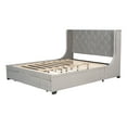 thumbnail image 6 of Queen Bed Frame with Storage, Velvet Upholstered Platform Bed with Headboard and Drawer, Wood Slat Support, Modern Bedroom Furniture Queen Size Bed Frame for Adults, No Box Spring Needed, Gray, 6 of 10