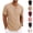 Khaki, variant on Men's Henley Shirts, Short Sleeve Stretch Knit Ribbed Breathable Casual T-Shirts for Vacation Pink