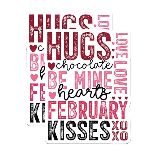 (2 Pack) Valentine's Day Magnets - Hugs and Kisses Magnets - February Love Magnets - 5" On Longest Side - for Cars, Refrigerators, Toolboxes, Lockers - Made in USA BMCS3071