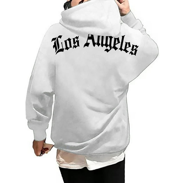 LUOGENLI Chandails à Capuche et Chandails Mode pour Hommes 5TG Mode Homme Décontracté Imprimé de Lettres Partiel Chandail à Capuche à Enfiler Manches Longues Chandail à Capuche Hauts Hommes Chandails à Capuche à Fermeture Éclair Chaud Blanc Taille TG