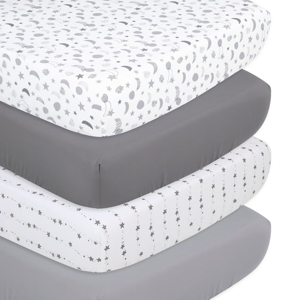 The Peanutshell 4 Pk Microfiber Crib Fitted Sheets for ...