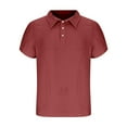 thumbnail image 4 of Dagugfen Tops for Men Plus Size Button Lapel V Neck Loose Solid Color Casual Work Short Sleeve Tee Shirts, 4 of 5