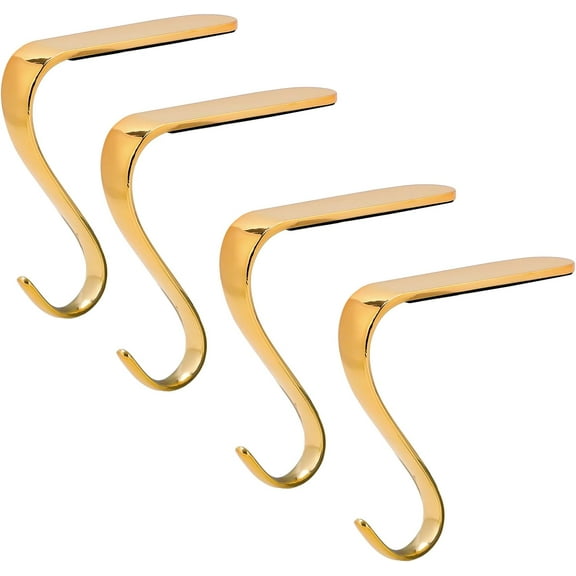 4PCS Christmas Stocking Holders Xmas Fireplace Hanger Hooks Holiday Mantel Garland Clips Metal Grips