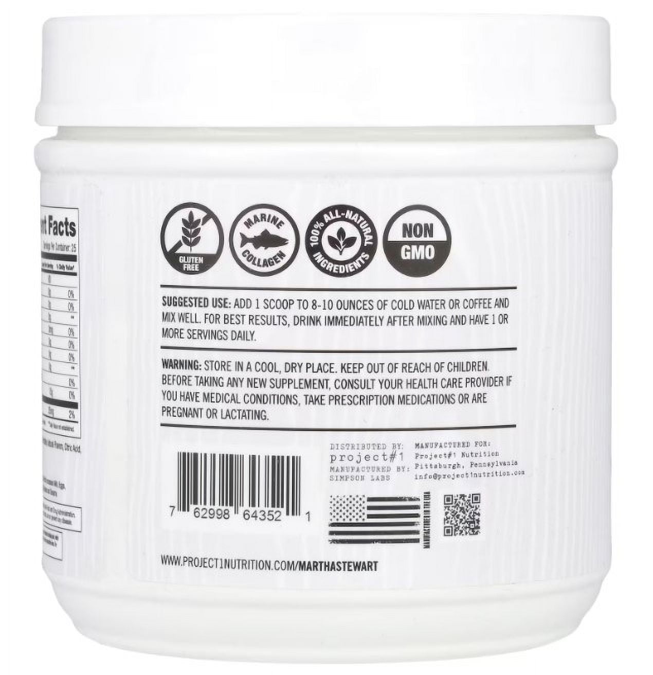 Martha Stewart Wellness Marine Wellness Collagen, Lemon, 15.27 oz (432.5 g)