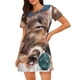 thumbnail image 1 of Easygdp Playful Cat Camisón de manga corta para mujer, informal, estampado, 1 of 6