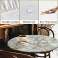 thumbnail image 4 of Round Fitted Tablecloth with Elastic Edge Design Table Cover Waterproof Stain-Resistant Wipeable Table Cloth Best for 38"-42" Round Tables Marble, 4 of 4