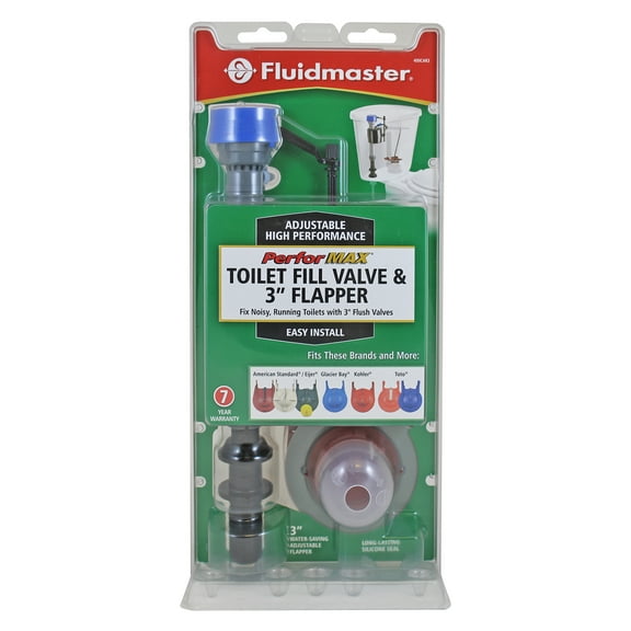 Fluidmaster 400CAR3 High Performance Toilet Fill Valve and 3-inch Toilet Flapper Repair Kit