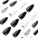 thumbnail image 3 of 24 piezas de uñas postizas a rayas con patrón corto, uñas francesas negras, 3 of 4