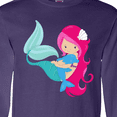 thumbnail image 4 of Inktastic Mermaid And Dolphin, Mermaid With Pink Hair Long Sleeve T-Shirt, 4 of 5