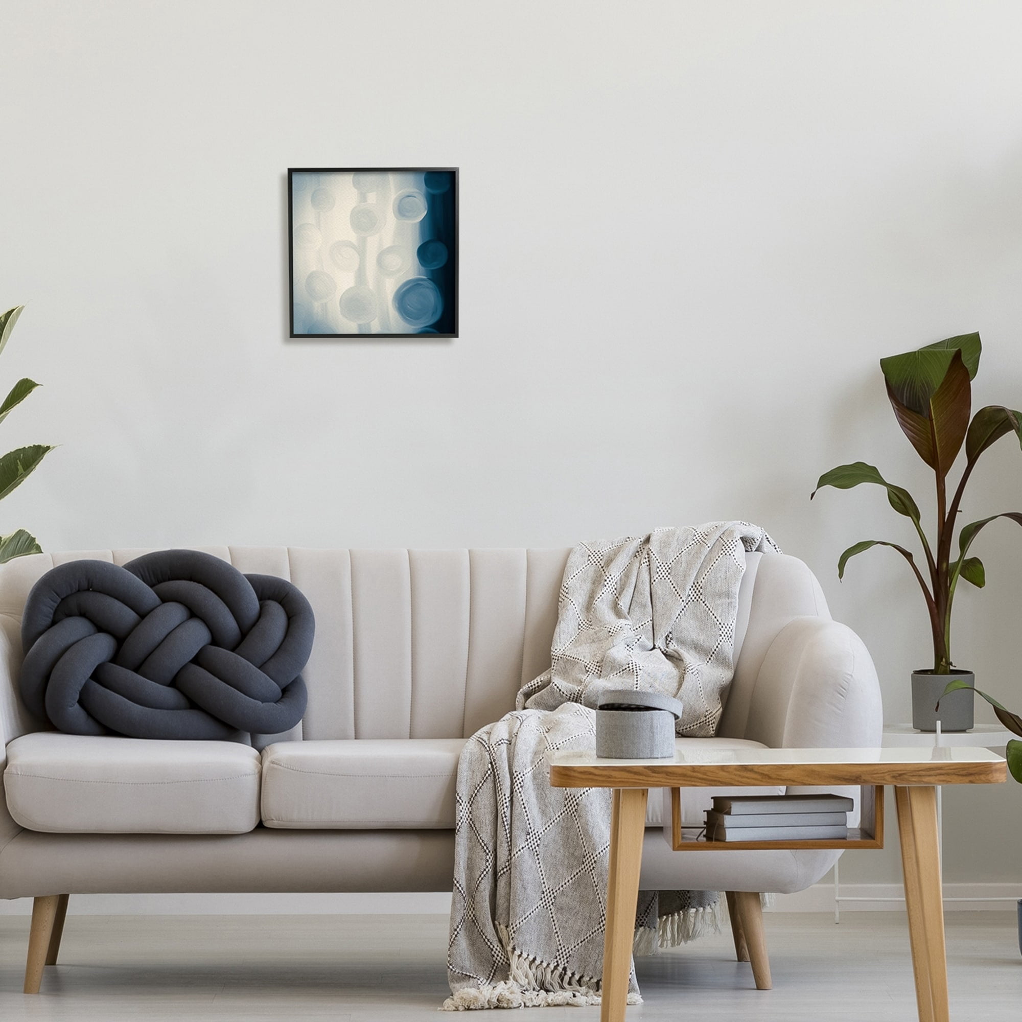 Rich Blue Abstract Circles Modern Circles Design Abstract Painting Framed Art Print Wall Art