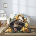 thumbnail image 2 of Sikiie Clear Sky Cute Sunflower Panda Cozy Flannel Fleece Throw Blanket: Lightweight & Thick for All Seasons - Perfect for Women, Men, & Kids"60"x50", 2 of 6
