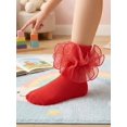 thumbnail image 2 of 1 Pair Girls Socks Children Ruffle Pleated Lace Princess Baby Socks, 2 of 4
